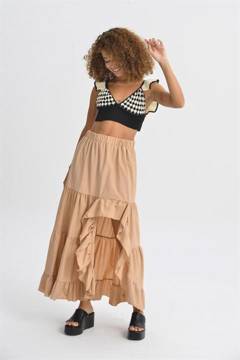 Audrey Ruffled Slit Detail Skirt 4037