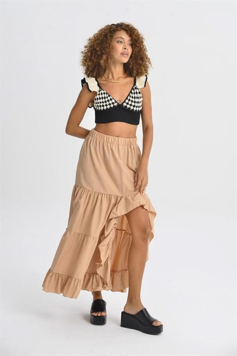 Audrey Ruffled Slit Detail Skirt 4037