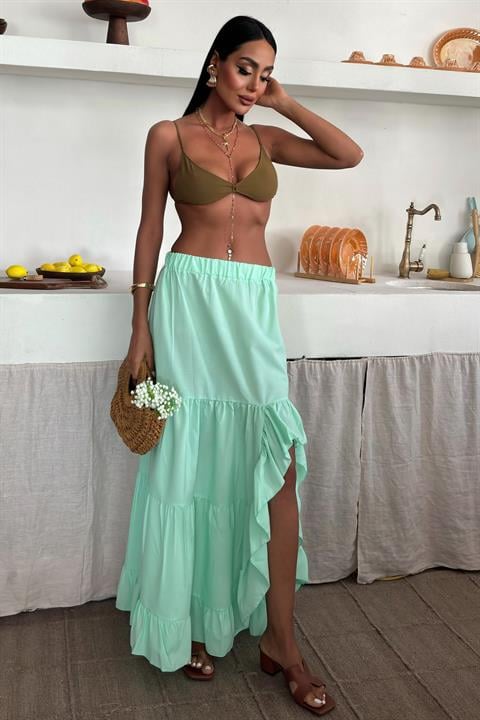 Audrey Ruffled Slit Detail Skirt 4037