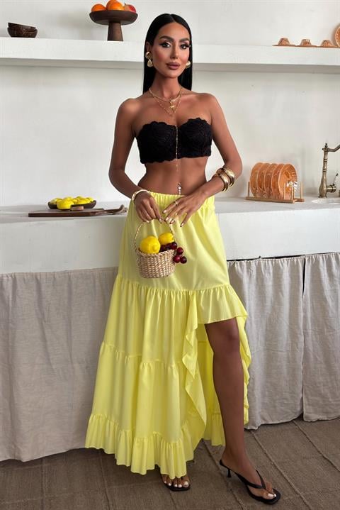 Audrey Ruffled Slit Detail Skirt 4037