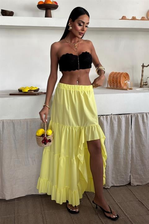 Audrey Ruffled Slit Detail Skirt 4037