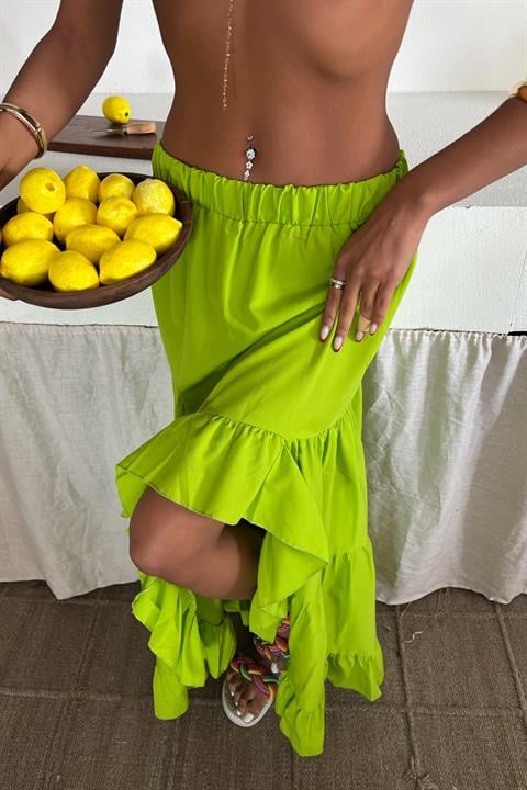 Audrey Ruffled Slit Detail Skirt 4037