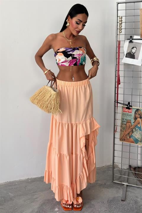 Audrey Ruffled Slit Detail Skirt 4037
