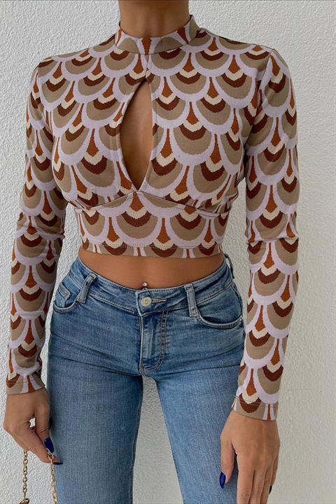 Autumn Cut Out Blouse 3018-08