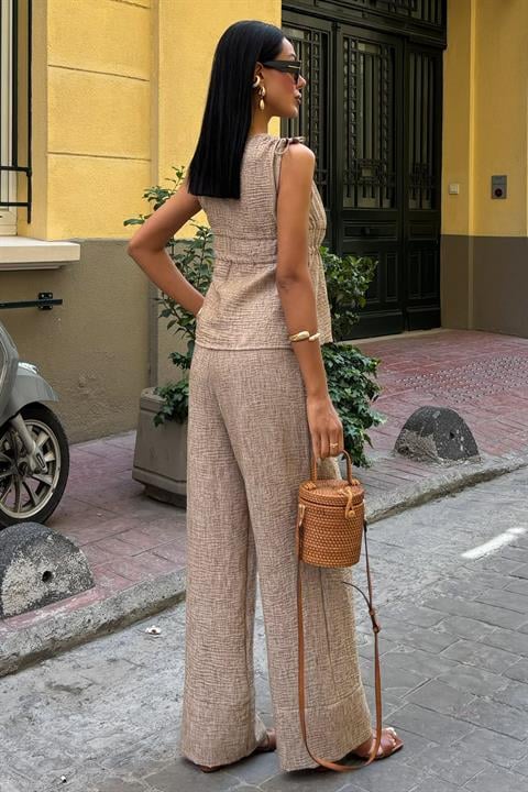 Bohemian Linen Suit with Tie Detail 10205