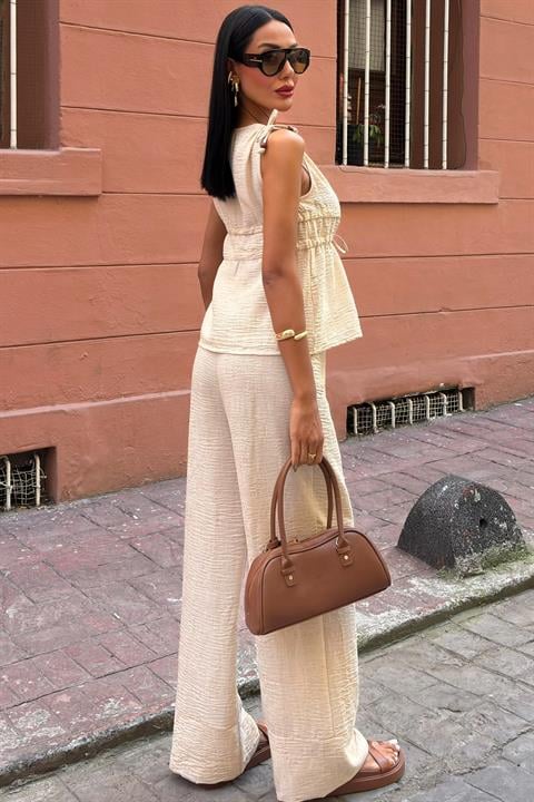 Bohemian Linen Suit with Tie Detail 10205