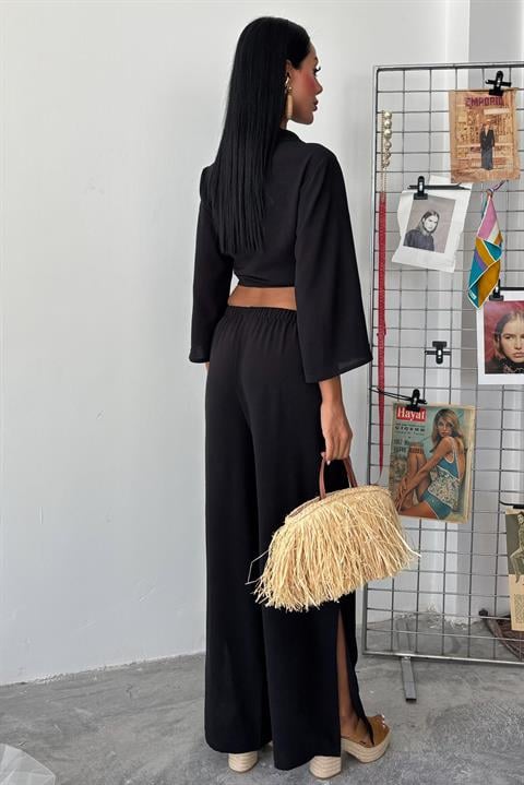 Ayrobin Suit with Tied Shirt and Slit Trousers 10179