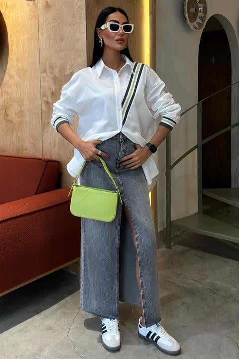Oversize Poplin Shirt with Band Detail 3436