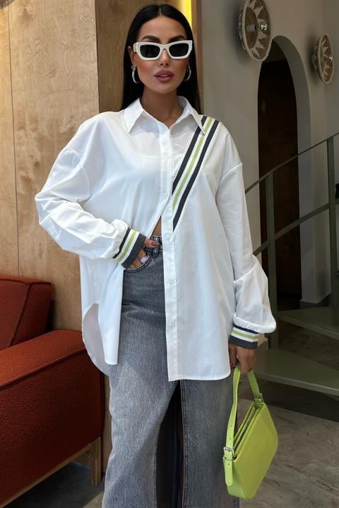 Oversize Poplin Shirt with Band Detail 3436