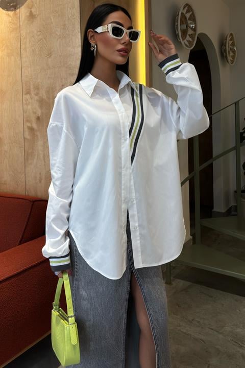Oversize Poplin Shirt with Band Detail 3436