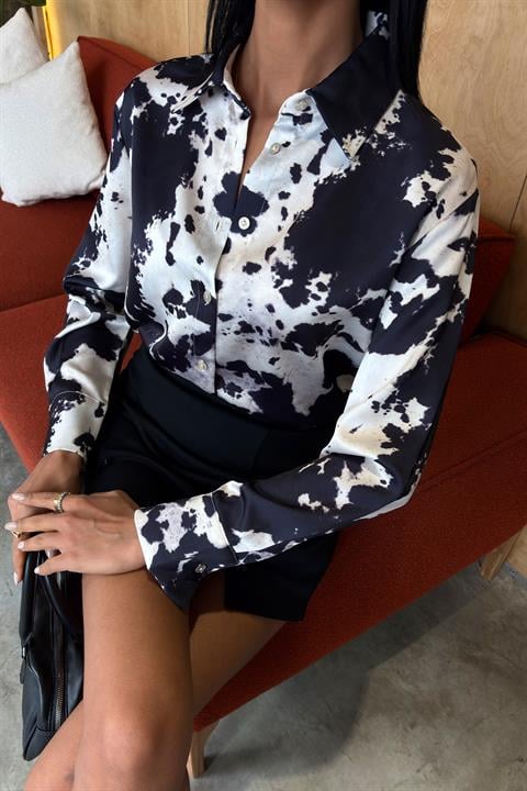 Tie Dye Patterned Chanel Satin Shirt 3467