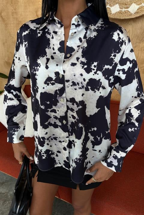 Tie Dye Patterned Chanel Satin Shirt 3467