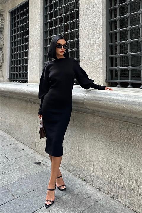 Bert Backless Balloon Sleeve Midi Knitwear Dress 2820