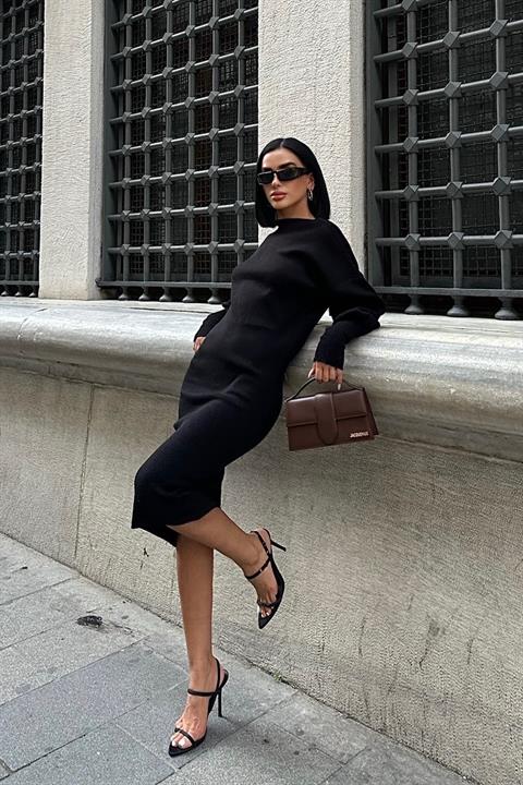 Bert Backless Balloon Sleeve Midi Knitwear Dress 2820