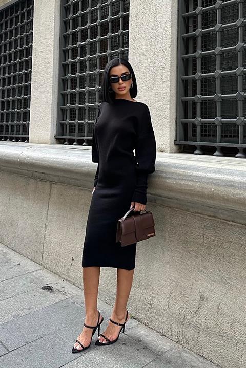 Bert Backless Balloon Sleeve Midi Knitwear Dress 2820