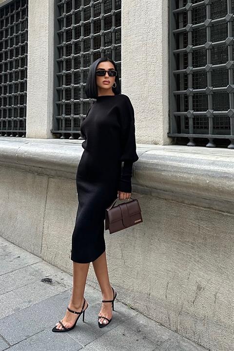 Bert Backless Balloon Sleeve Midi Knitwear Dress 2820