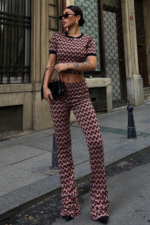 Brenda Patterned Crop Suit 9019-08