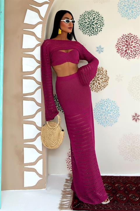 Bustier and Bolero Openwork Three Piece Suit 10087