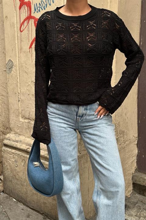 Cailey Crochet Crewneck Sweater 1298-25
