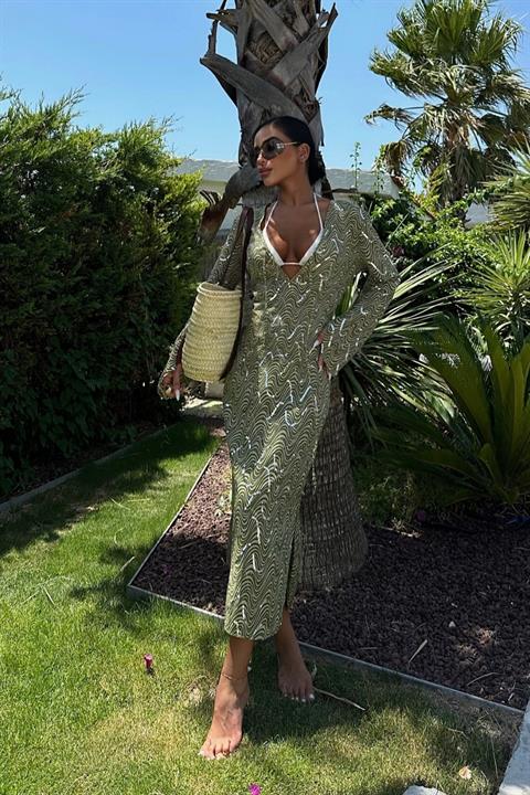 Caitlin Patterned Slit Detail Dress  2410-08