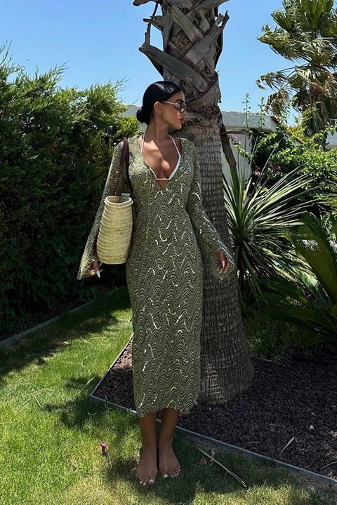 Caitlin Patterned Slit Detail Dress  2410-08