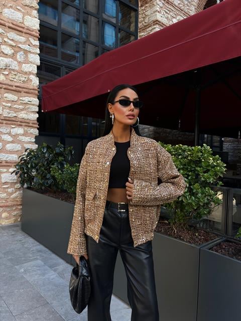 Centre Sequined Bomber Jacket 6107