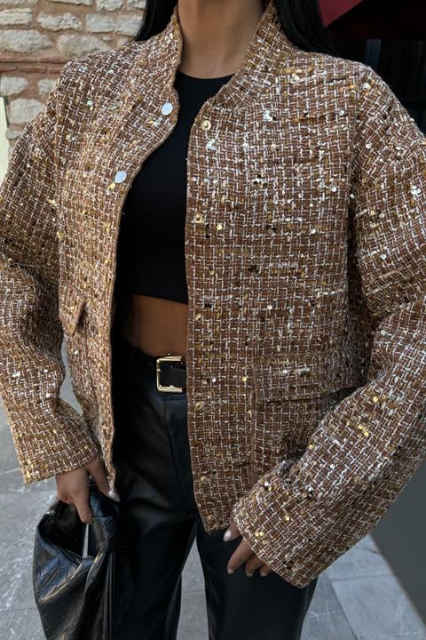 Centre Sequined Bomber Jacket 6107
