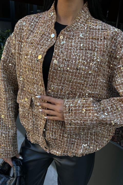 Centre Sequined Bomber Jacket 6107