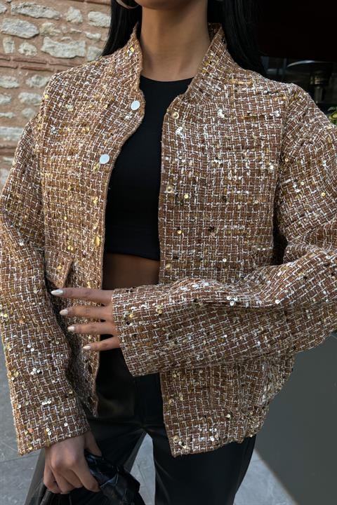 Centre Sequined Bomber Jacket 6107