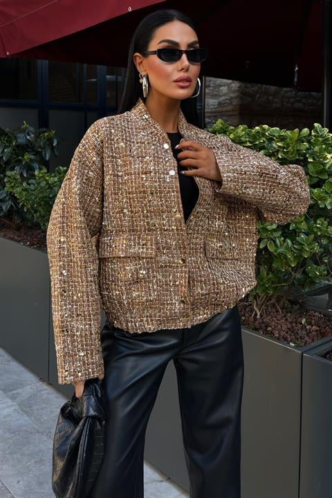 Centre Sequined Bomber Jacket 6107