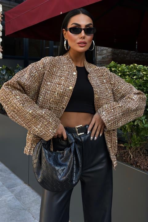 Centre Sequined Bomber Jacket 6107