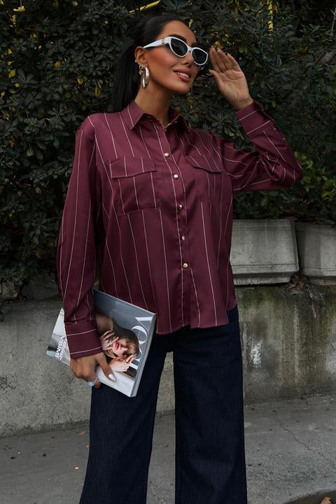 Chanel Satin Premium Striped Shirt 3411