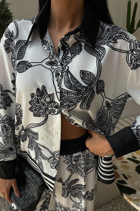 Floral Patterned Waterway Detail Two Piece Suit 10006