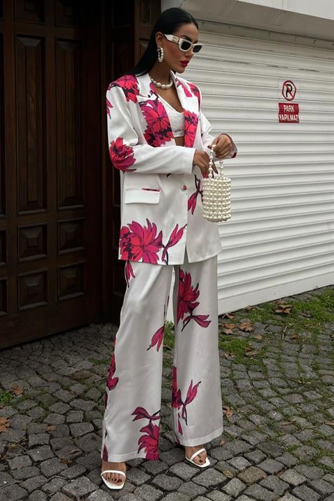 Chanel Floral Satin Suit 10040