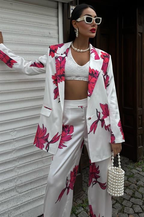 Chanel Floral Satin Suit 10040