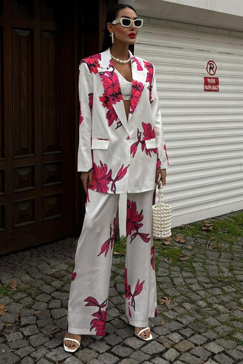 Chanel Floral Satin Suit 10040