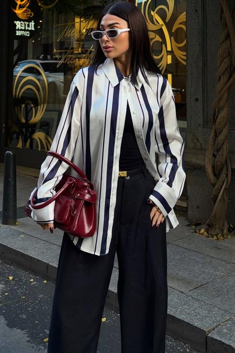 Double Striped Satin Shirt 3416