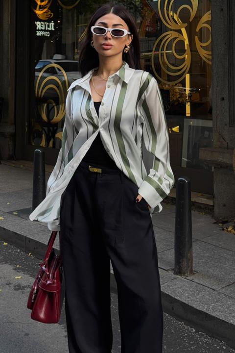 Double Striped Satin Shirt 3416
