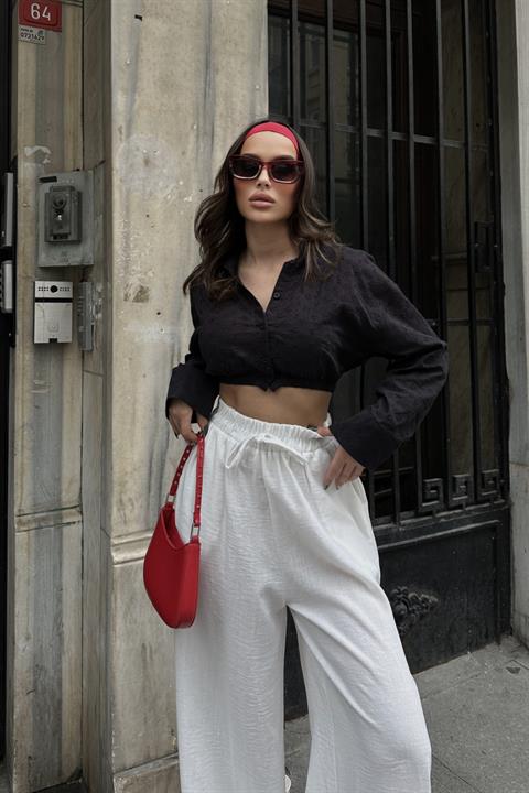 Coline Scalloped Crop Shirt 3254-08