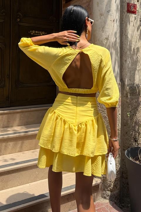 Crop Blouse and Layered Skirt Set 10207