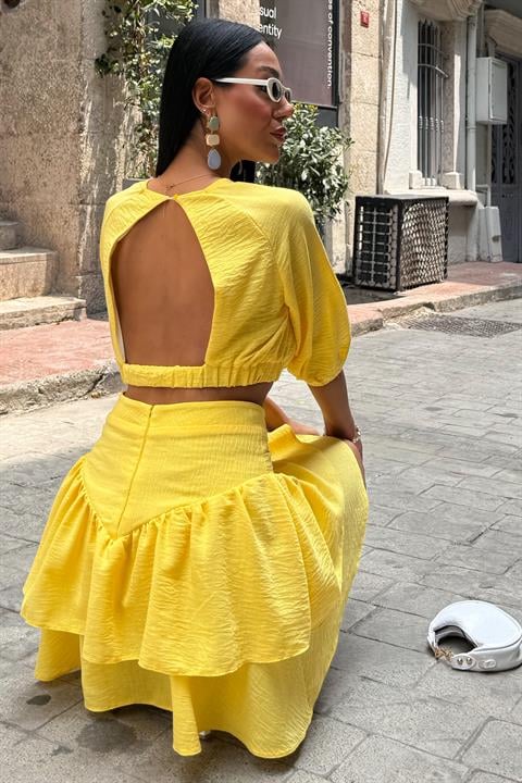 Crop Blouse and Layered Skirt Set 10207