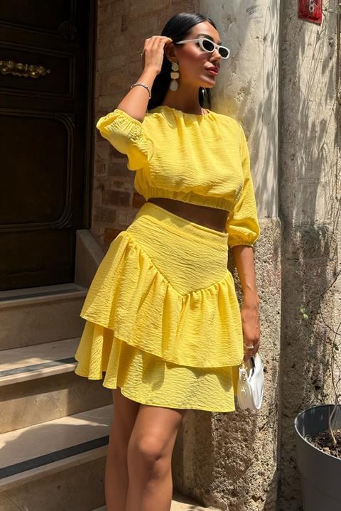 Crop Blouse and Layered Skirt Set 10207