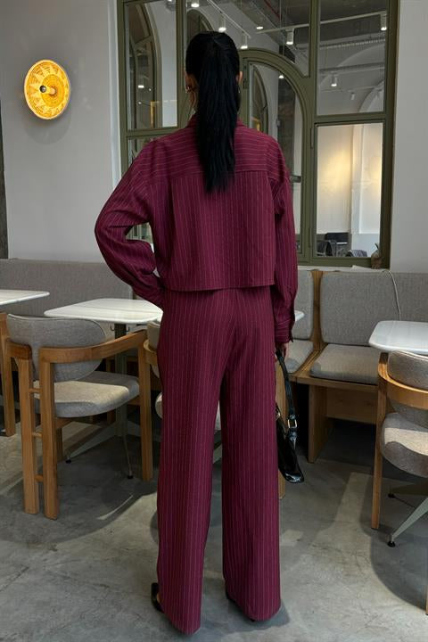 Crop Shirt Striped Suit 10080