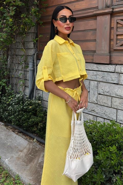 Crop Shirt and Pleated Skirt Design Suit 10201