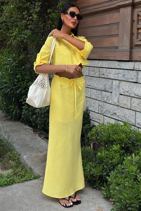 Crop Shirt and Pleated Skirt Design Suit 10201