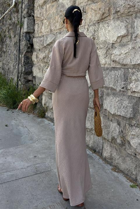 Crop Shirt and Pleated Skirt Design Suit 10201