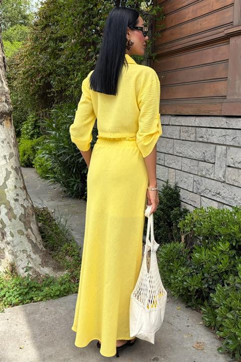 Crop Shirt and Pleated Skirt Design Suit 10201