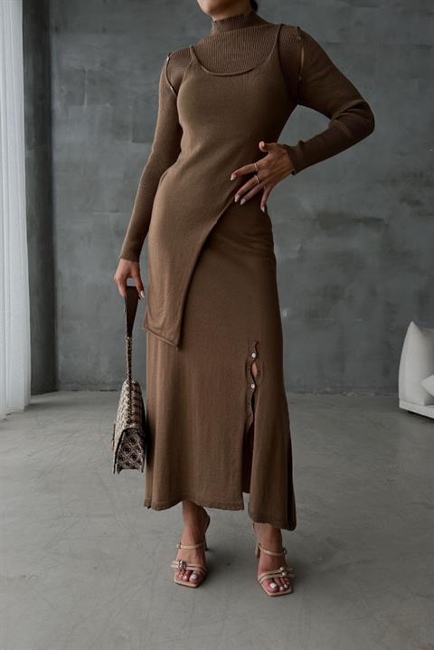 Dasha Button Detailed Midi Suit 9475-23