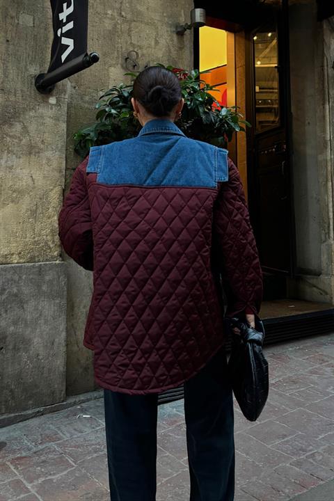 Denim Garnished Quilted Jacket 7071