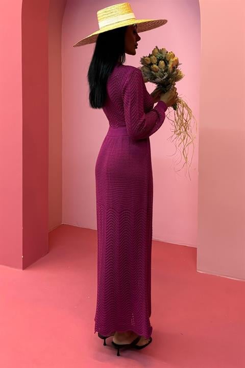 Deep Neck Knit Dress 2856